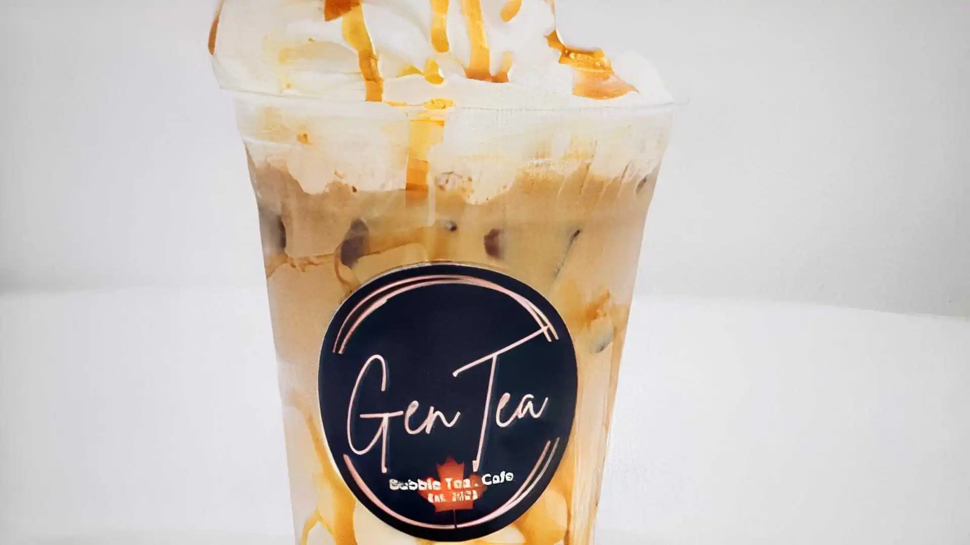 Delicious Caramel Macchiato at Gentea Bubble Tea Cafe in Leduc, AB